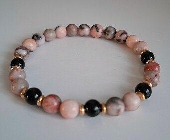 Náramok zo 6mm jaspisu a chalcedonu - 2