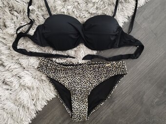 Dvojdielne plavky push up. M/38. Čierna + leo - 2