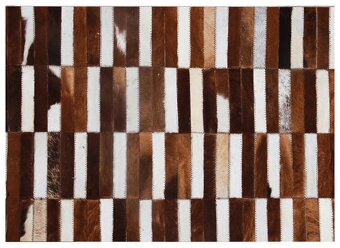 Luxusný kožený koberec, hnedá/biela, patchwork 201x300 - 2