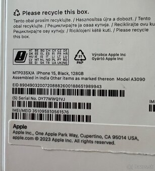 iPhone 15 black 128GB - 2
