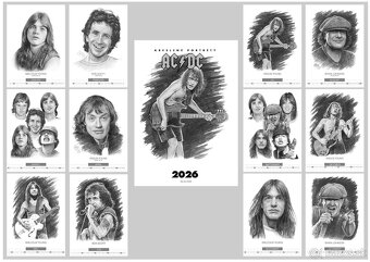 unikátny kreslený kalendár portrétov AC/DC 2026 - 2