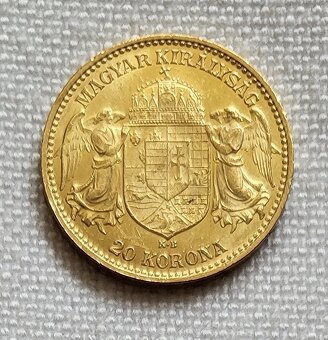 Uhorská 20 koruna FJI, 1908 kb, vzácny ročník, super stav - 2