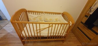 Drevená detská postieľka 120x60 +matrac+perinka+obliečky - 2