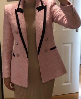—————-Ružové tvídové sako Zara, XS/34, 30.90 E———- - 2
