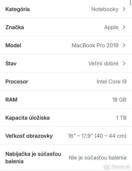Apple Macbook Pro 2019 - 2