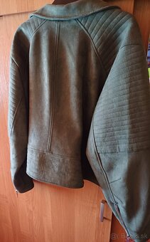Zelená bunda pre moletky imitácia velurovej koze xxxl - 2