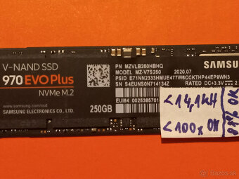 SSD 250GB SAMSUNG 970 EVO PLUS M.2 NVMe 1.3 USED - 2