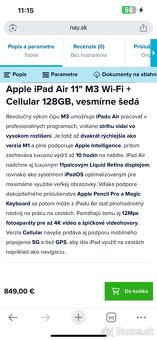 APPLE iPad Air 11" M3 128 GB Cellular Kozmický sivý 2025 - 2