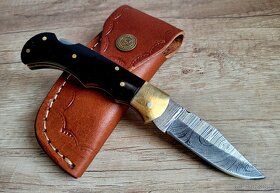 kapesní buffalo Damaškový nôž 16,5cm handmade + pouzdro - 2