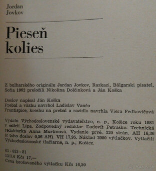 Predám knihu Jordan Jovkov – Pieseň kolies, 1981 - 2