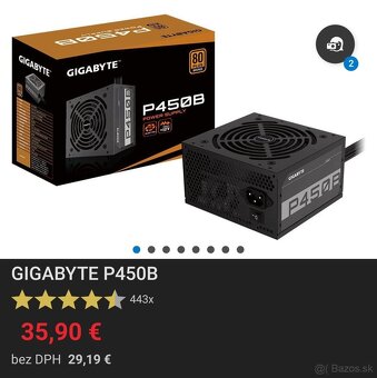 Predám tichý zdroj Gigabyte P450B 450W - 2