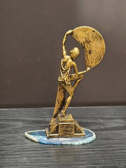 Cínová ART DECO soška na achate - 2