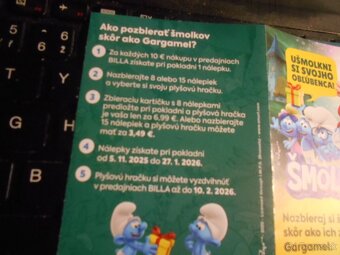 BILLA nálepky Šmolkovia - 2