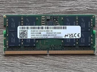 MICRON 16GB DDR5 a Samsung 8GB DDR5 SoDimm - Nové - 2