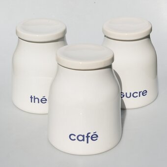 Vintage sada 3 ks veľké a ťažké dózy - Coffee + Tea + Sugar - 2