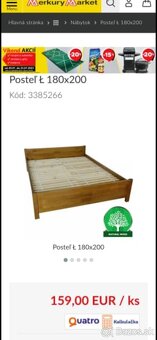 Predám masívnu posteľ 180x200 bez roštu - 2