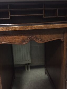 Nádherný historický dubový roletový písací stôl - 2