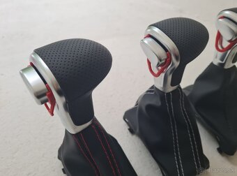 Radiaca páka pre automat AUDI / čierna biela červená nitka - 2