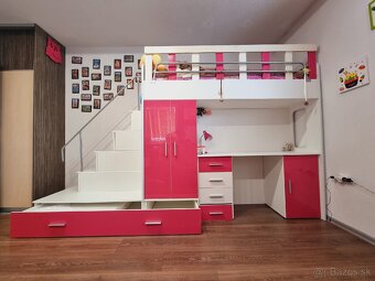 Detská poschodová posteľ- set s nábytkom a s 2 posteľami - 2