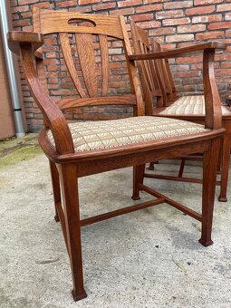 Originálne Jugendstil stoličky, 8 ks, dub, TOP STAV - 2