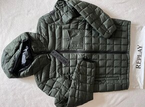 REPLAY prechodná pánska bunda s kapucňou tmavozelená M - 2