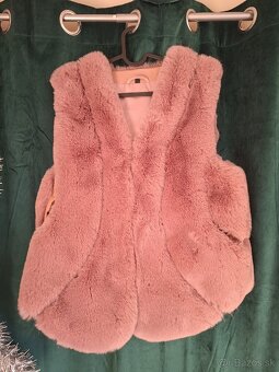 Staroružová kožušinová vesta, S - 2