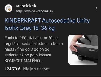 Autosedačka Kinderkraft Unity Isofix Grey 15-3 - 2