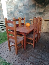 Drevený stôl +6 x stolička - 2