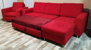 rohova rozkladacia cervena sedacka Fines, 152x237 cm+ kreslo - 2