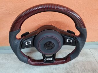 VOLANT VOLKSWAGEN R LINE GTI - KOZA / BIELY KARBON / BORDOVY - 2