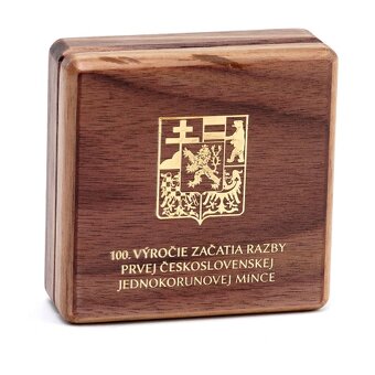 Zlatá minca 100.výročie začatia razby československej 1Kčs - 2