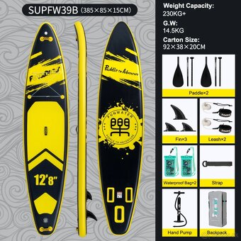 Paddleboard 385cm, 230kg, dvojmiestny, 3 plutvy - 2