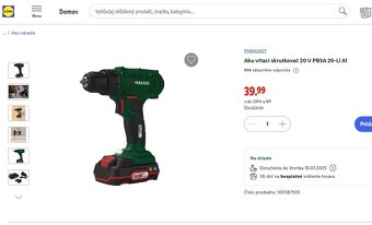 Aku vŕtací skrutkovač Parkside 20 V PBSA - 2