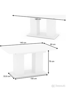 Jedálenský rozkladací stôl biely - 2