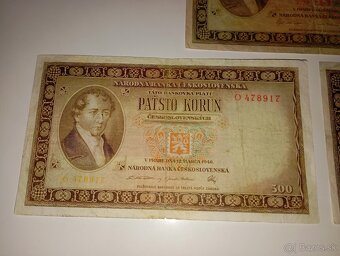 BANKOVKY 500 KČS 1946, JEDNOPÍSMENNÉ, NEPERFOROVANÉ - 2