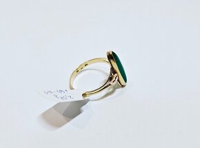 14k zelený dámsky zlatý prsteň - 2