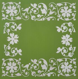 Ručne maľovaný štokrlík - zelený lístkový - 2