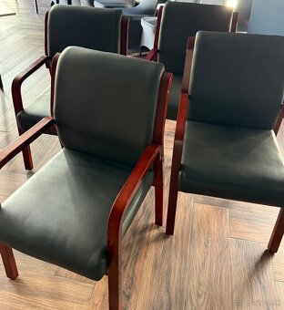 kožené kreslo/stolička/stolička s drevenými podrúčkami - 2