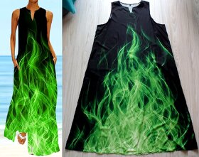 Čierno zelené letné maxi šaty, v. 2XL/3XL, v. 50/52 - 2