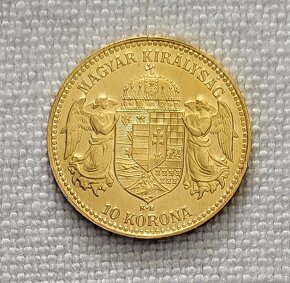 Zlatá uhorská 10 koruna FJI, 1913 kb, lepší ročník, TOP stav - 2