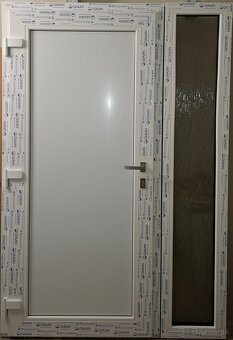 Plastové dvere 140x205cm, antracit/biela, 3sklo, madlo - 2