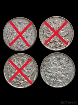 Strieborné 20,15, 10 a vzácne 5 Kopejky STAV - 2