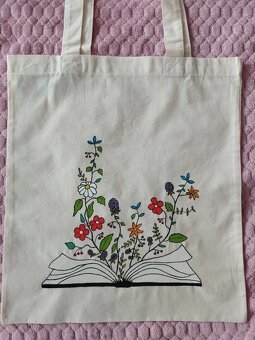 Maľovaná plátená taška kvety - 2