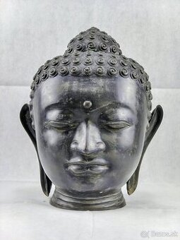 Veľká 42cm bronzová starožitná busta buddhu Gautamu -Thajsko - 2