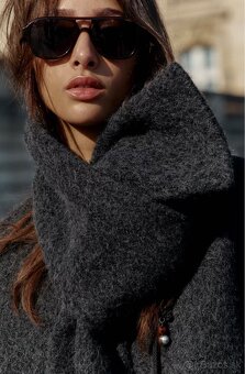 Kabát s buklé šálom nový - 2