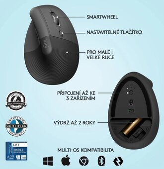 Počítačová Myš - Logitech Lift Vertical Ergonomic Mouse - 2
