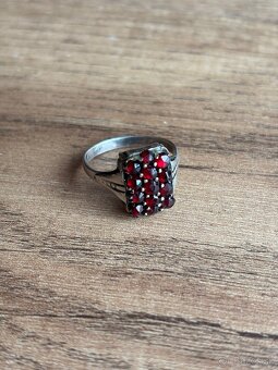 Strieborný prsteň - cesky granat - 2