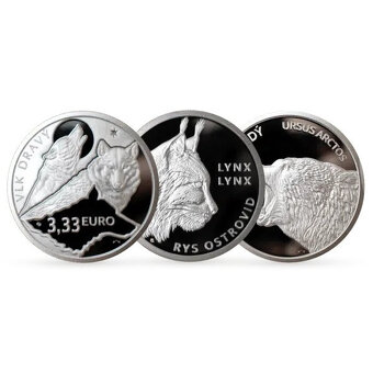 Fauna a flóra na Slovensku 2025 - 3x 3,33 € strieborné mince - 2