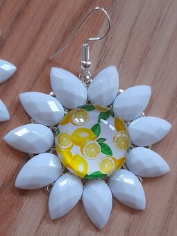 Handmade náušnice, biele - 2