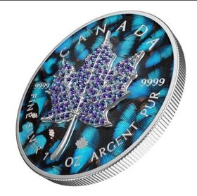investičné striebro - mince - Maple leaf -  Bejeweled - 2